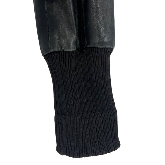 VINTAGE Y2K GAP Black Distressed Leather Bomber Jacket | Grunge Moto Streetwear - Picture 15 of 16